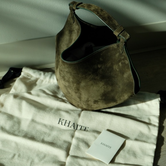Khaite Lotus Mini Suede Bag in Khaki - Picture 10 of 10